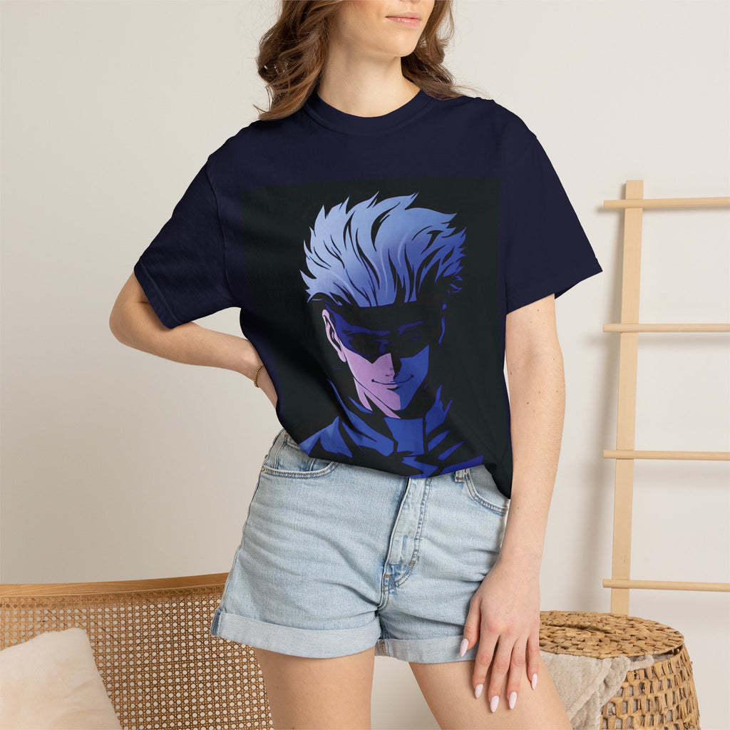 Anime Jujutsu Kaisen T-Shirt — Blue-Haired Masked Character Graphic Tee