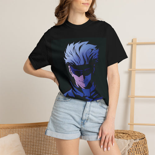 Anime Jujutsu Kaisen T-Shirt — Blue-Haired Masked Character Graphic Tee
