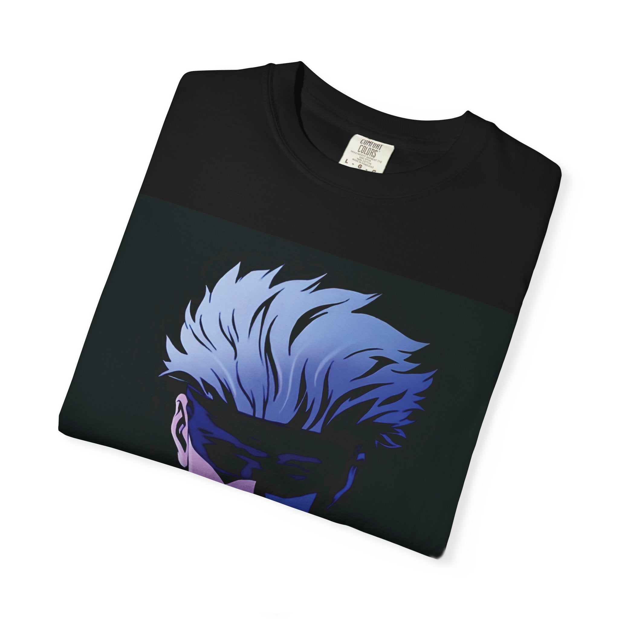Anime Jujutsu Kaisen T-Shirt — Blue-Haired Masked Character Graphic Tee